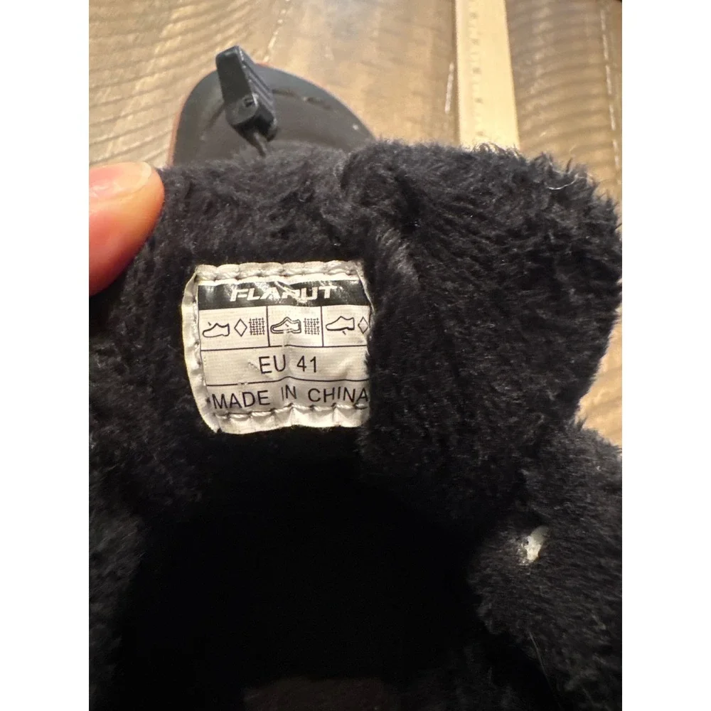 Unisex Flarut Winter Boots Black Faux Fur Lined Shoes Size 8